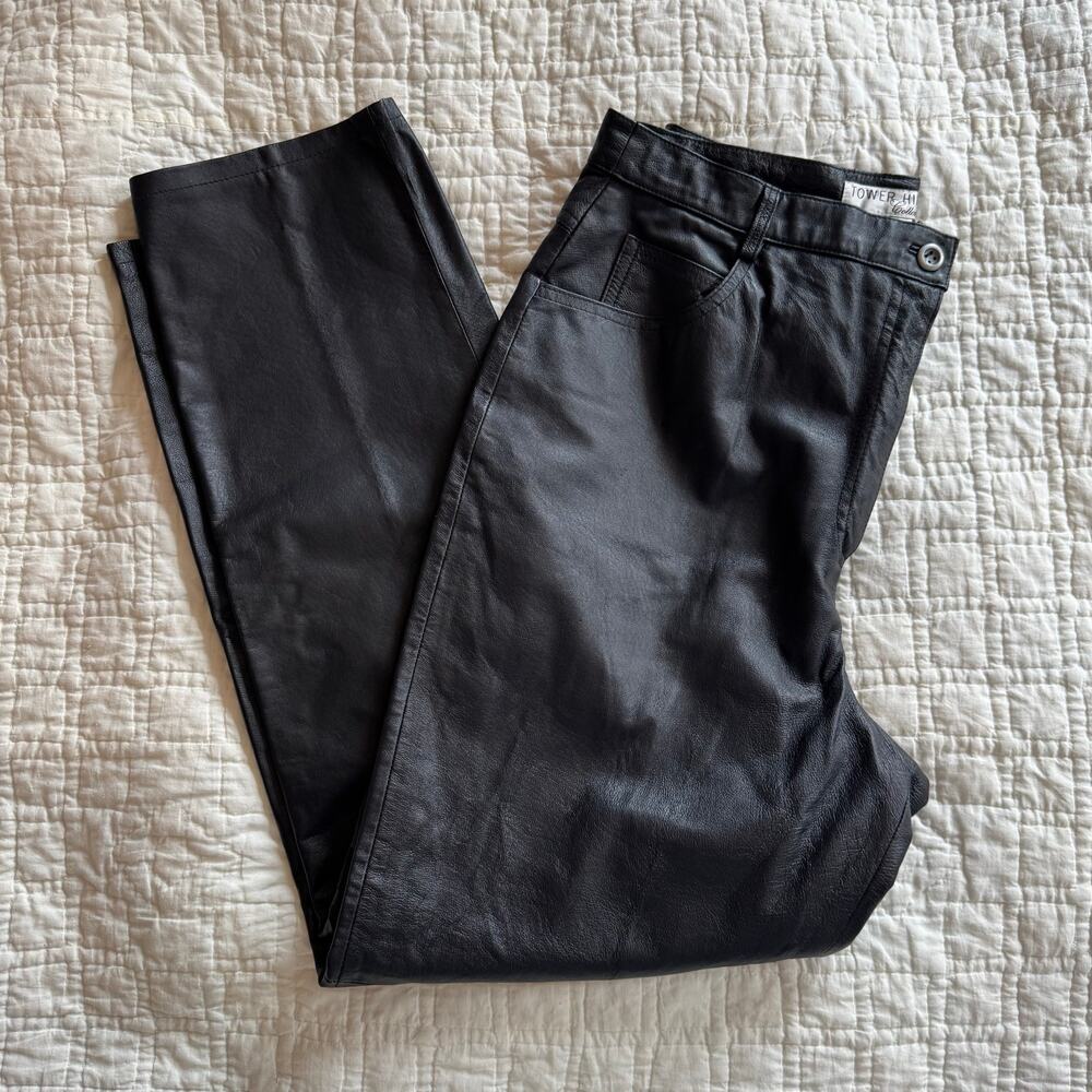 Leather Vintage 90s Tower Hill Black High Rise Pants/Trousers — Size 18